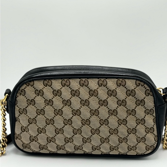 Gucci Monogram Matelasse Diagonal Small GG Marmont Chain Shoulder Bag Beige - Picture 3 of 16